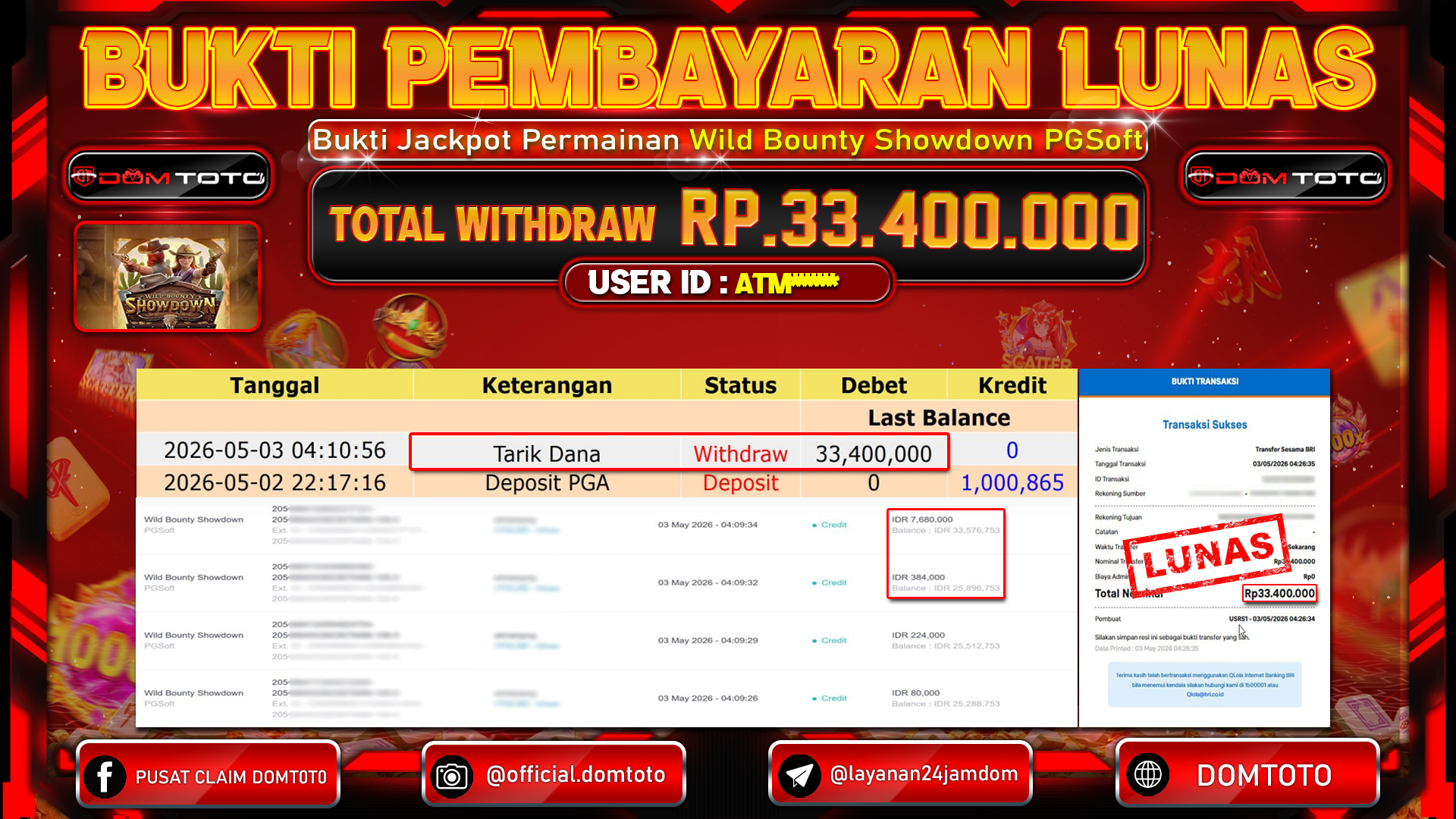 JACKPOT SLOT Wild Bounty Showdown PGSoft 03 MAY 2026